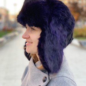 White Fur Hat with Ear Flaps Ushanka Russian Womens Aviator Hat image 8
