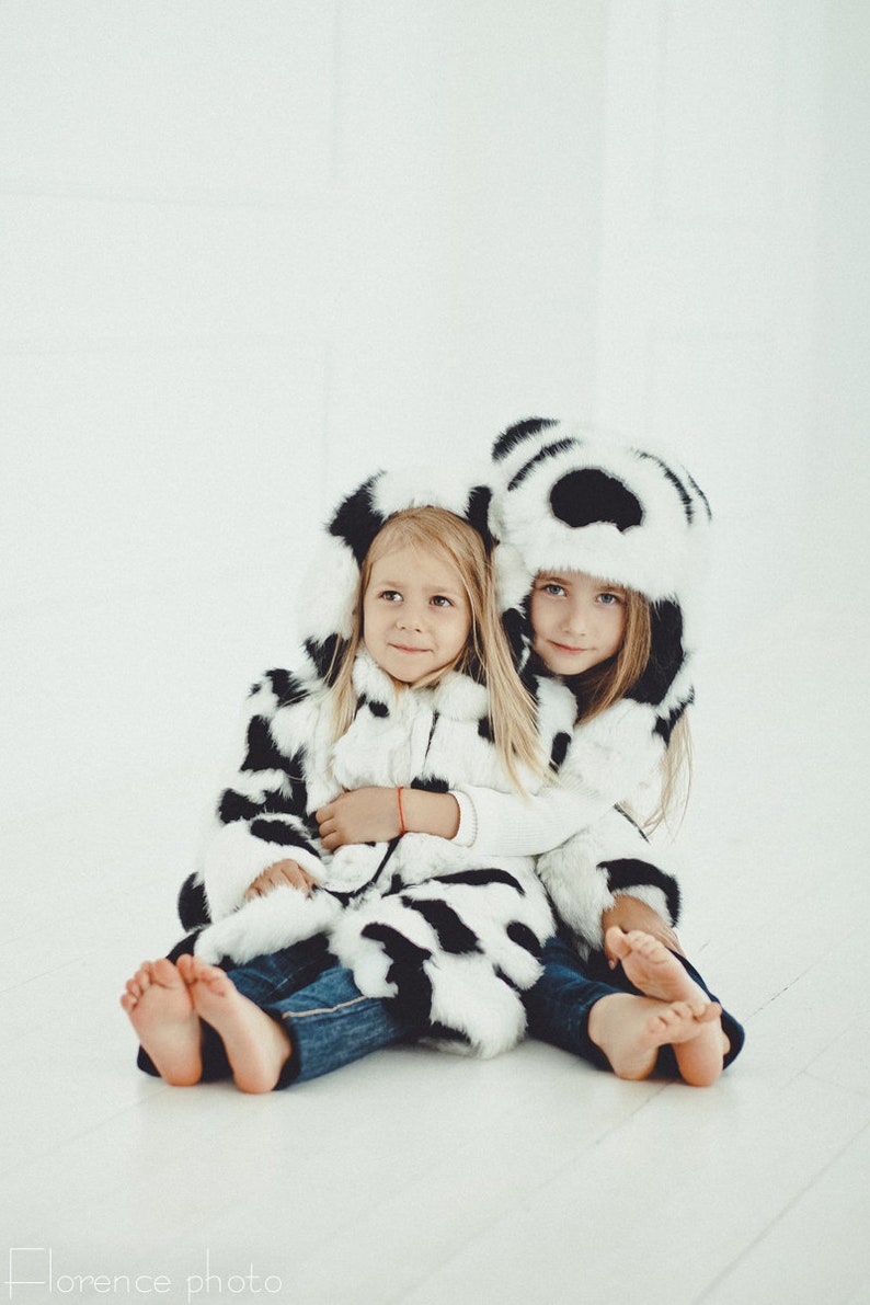 White&Black Girls Fur Coat Baby Girl Coats Kids Winter Etsy