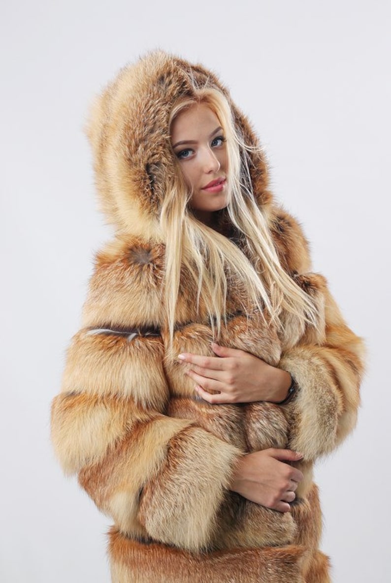 Hooded Fox Fur Coat Womens Winter Jacket Oversized Coats - Etsy