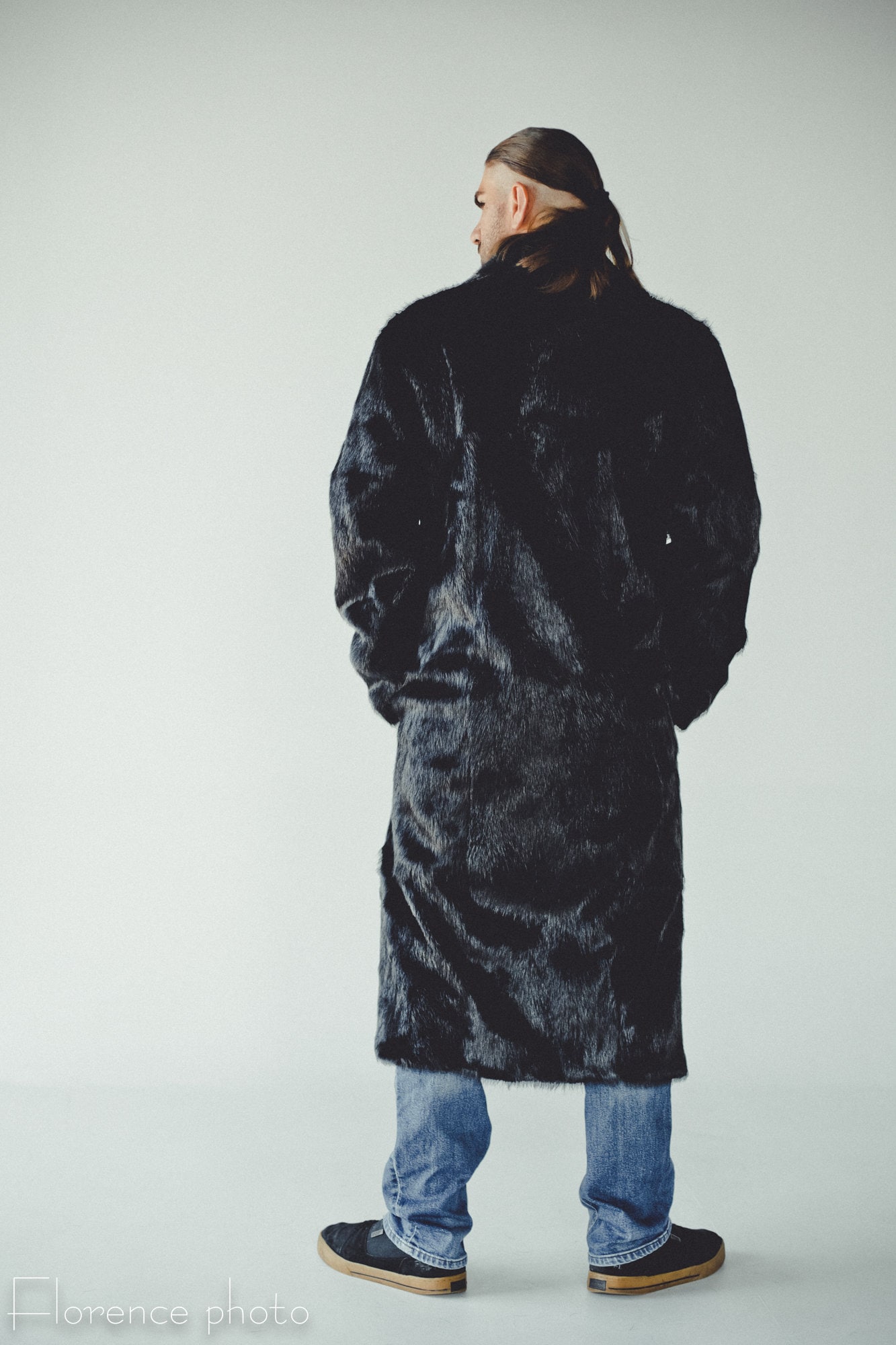 メンズロングブラックファーコート I 本物のヌートリアファー冬