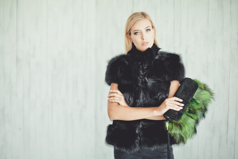 Green Fur Clutch Bag Real Fur Handbags Women Fur Tote Bag Etsy