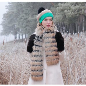 Real Raccoon Fur Scarf | Detachable Fur Collar for Coat | Long Fur Wrap for Women | Warm Winter Accessory