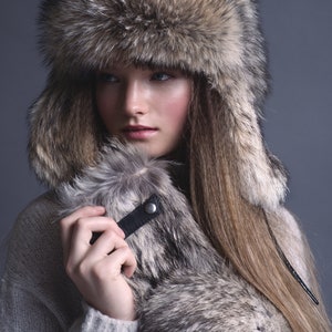 Coyote Fur Ushanka Fur Hat Mens Winter Hats Trapper Hat With Ear Flaps ...