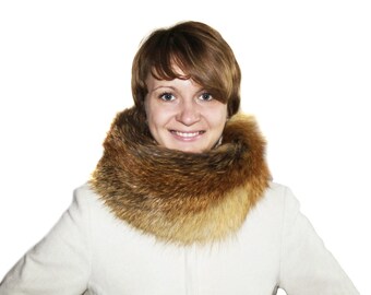 Red Fox Fur Snood | Detachable Collar, Winter Scarf