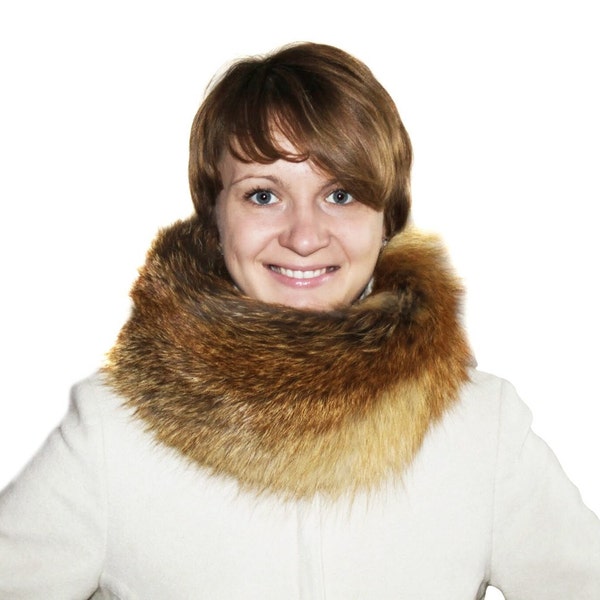 Fox Fur Snood  - Detachable Collar Women - Fur Neckwarmer - Winter Scarf for Coat