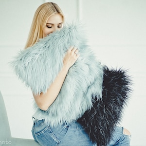 Set of 2 Lama Fur Pillow Cover  Furry Pillow Covers   Living Room Pillows Decor 18&quot;x18&quot;