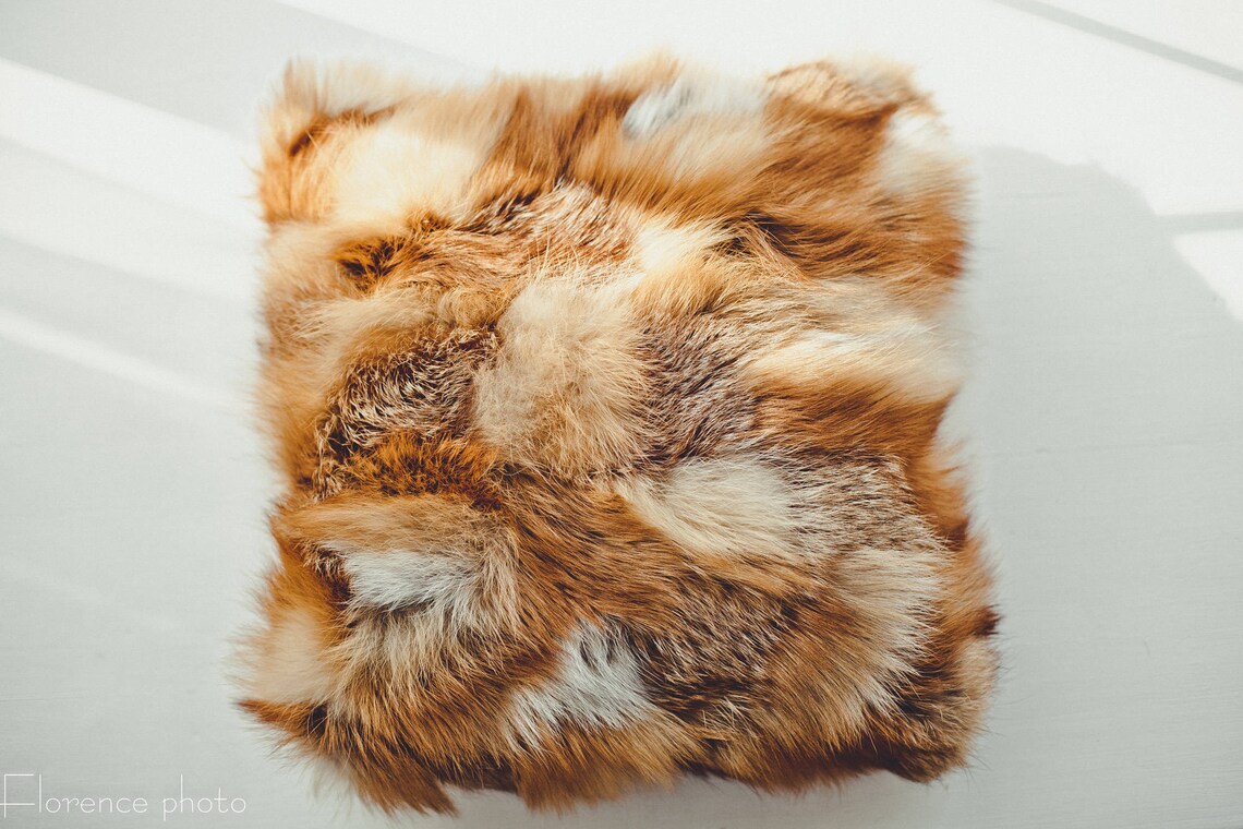 Two Fox Fur Pillow Cover Fur Throw Pillow Cushion Cases Etsy