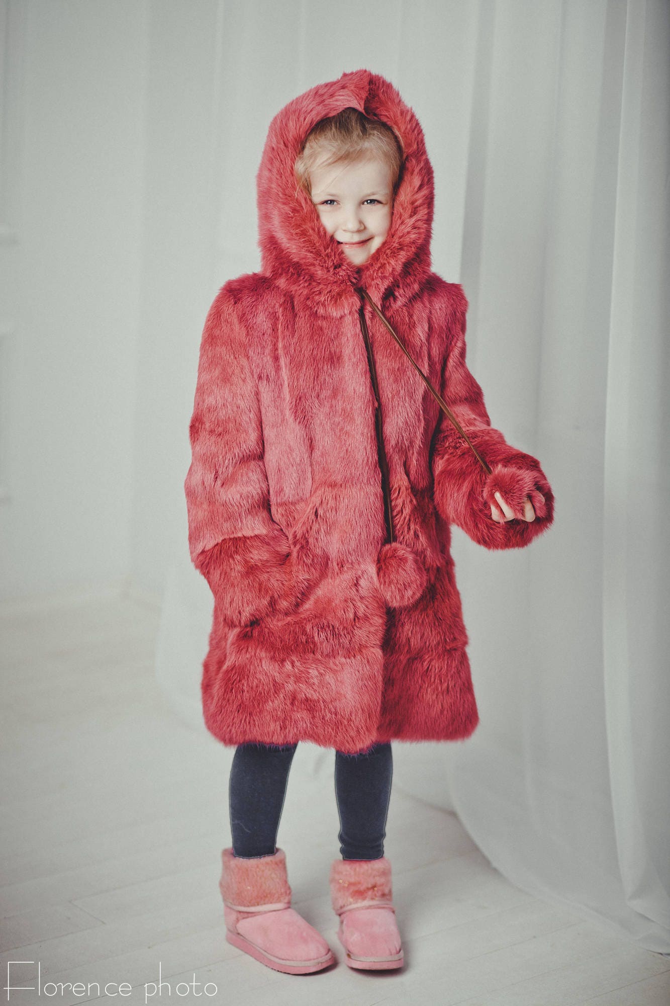 Bright fur coat for kids Fur jacket Long coat Winter Kids coat Etsy