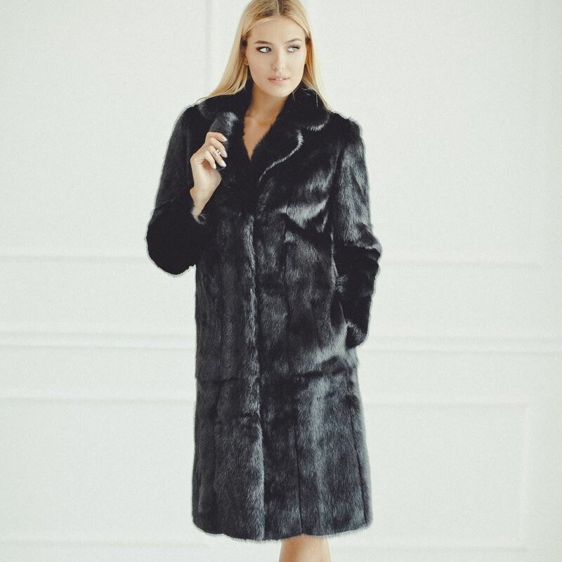Mink fur coat for women Black Long Winter coats Black Etsy