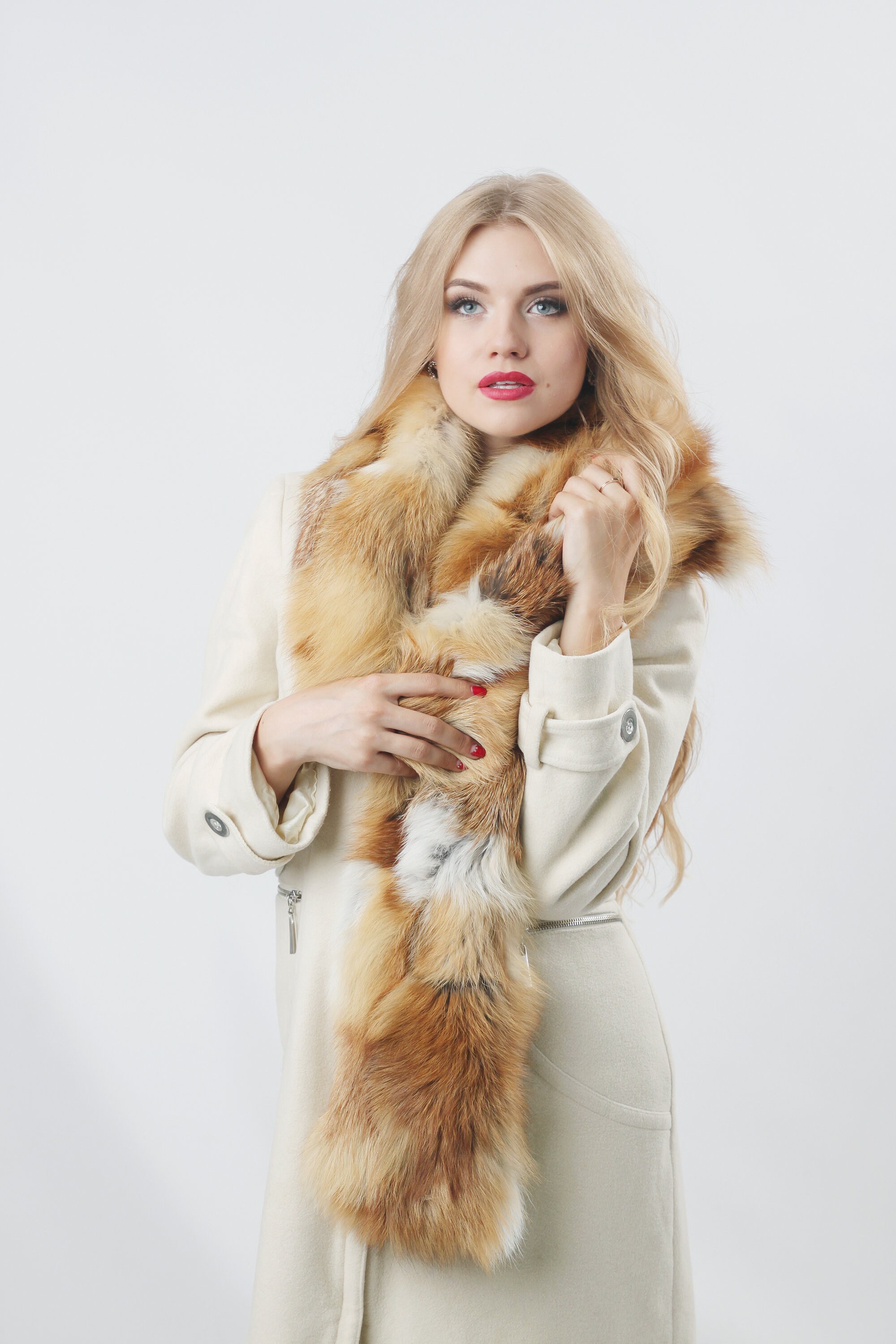 Black Fox Fur Scarf Detachable Collar for Jacket Fur - Etsy