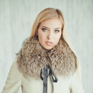 Real Raccoon Fur Collar | Detachable Scarf for Coat or Dress