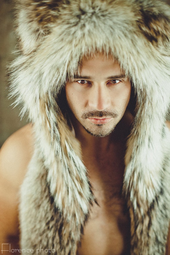 Coyote Fur Hat Womens Fur Hood With Ear Flaps Winter Hats Trapper