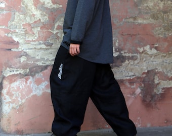 Black Gray Linen Pants for man woman, Black Harem Pants, Linen trousers, Gray pants, baggy linen Pants, loose linen pants, Festival clothing