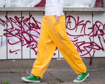 Yellow Cotton sweatpants, Yellow velour pants men women, Baggy loose pants, Yoga pants,  Yellow trousers, Yellow Pants Women Men, Sweats