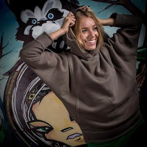 Light Brown Hoodie for Woman Woman Short Hoodie Wide Sleeves