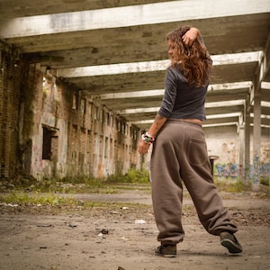 Brown Cotton Sweatpants, Brown Pants for Men Women, Unisex Drop