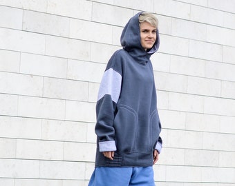 Gray Oversized Hoodie Woman Man Cotton Hoodie Big Hood Loose