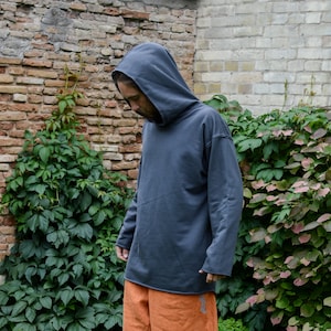 Hoodie, Gray oversize hoodie for man woman, Big hood hoodie, Looped cotton hoodie, hoodie with pockets, unisex festival clothing