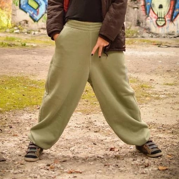 Pantalons de survêtement kaki, grande taille HipHop Joggers hommes femmes pantalons de survêtement décontractés jambe large ample Baggy pantalon kaki Harem Street Hip Hop pantalon de danse