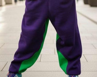 Baggy Streetwear Pants, Oversized Sweatpants, Color Block Joggers, Y2K Hip Hop Clothing, Wide Leg Pants, Unisex Festival Outfit