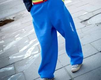 blue baggy sweatpants
