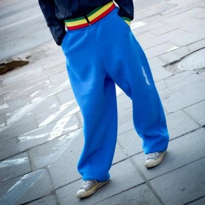 Blue Gray Sweatpants for Women Men, Unisex Blue Cotton Pants