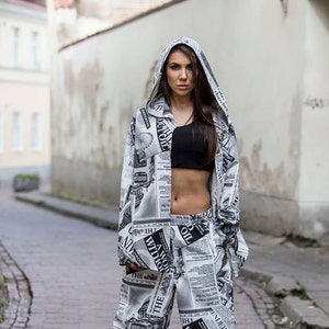 Newspaper print hoodie hotsell