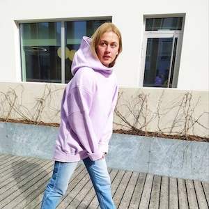 Light Purple long hoodie, Woman Man Unisex Hoodie, Big hood loose Sweatshirt Hoodie, Extra long sleeves, Warm cotton hoodie