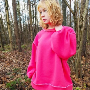 Women&#39;s Pink baggy Sweatshirt, Oversized cotton sweater for women, Streetwear Pullover