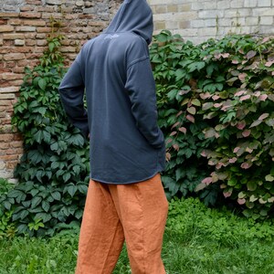 Hoodie, Gray oversize hoodie for man woman, Big hood hoodie, Looped cotton hoodie, hoodie with pockets, unisex festival clothing image 5