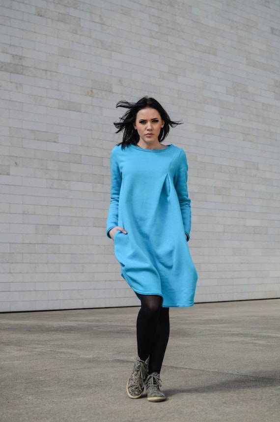 Turquoise Dress // Ocean Blue Cotton Dress // Turquoise