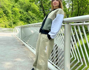 Pistachio Baggy Sweatpants, Oversized Streetwear Pants, Drop Crotch Pants, Hip Hop Dance Pants, Unisex Wide Leg Trousers, Y2K Style