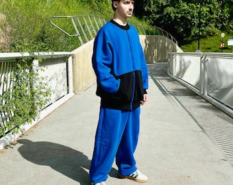 Royal Blue Cotton Sweatpants: Unisex Relaxed Fit Lounge Pants