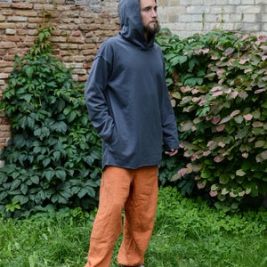 Hoodie, Gray oversize hoodie for man woman, Big hood hoodie, Looped cotton hoodie, hoodie with pockets, unisex festival clothing image 4