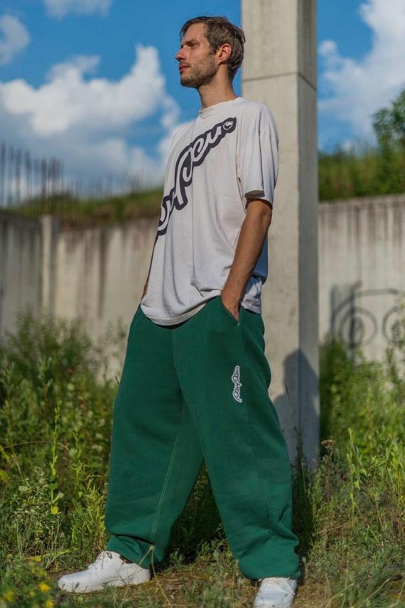 Dark Green Sweatpants, Baggy Sweat Pant Man Woman, Drop Crotch Pants, Green Loose  Pants, Plus Size Pants 