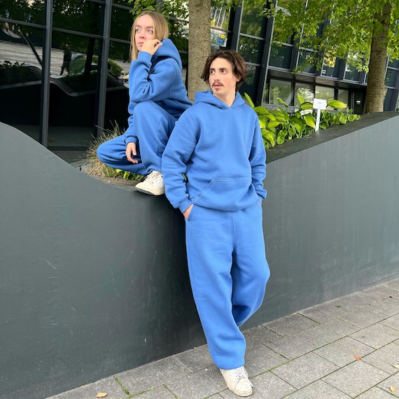 Deep Blue Cotton Hoodie: Handmade Pullover Sweatshirt