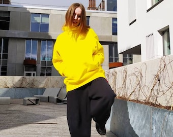 Yellow Hoodie Oversized Bright Yellow 