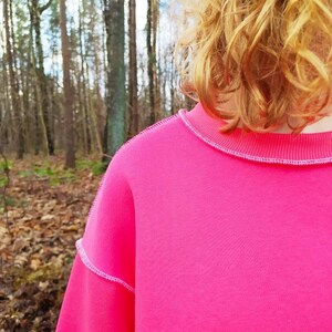 Women's Pink baggy Sweatshirt, Oversized cotton sweater for women, Streetwear Pullover image 7