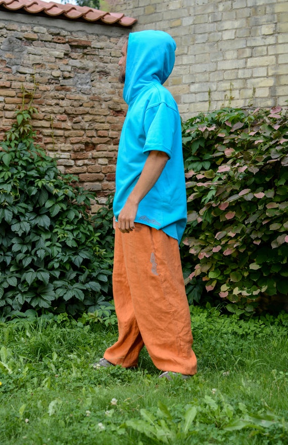 Pantaloni di lino arancione per uomo donna Pantaloni Harem | Etsy Italia