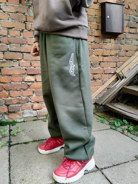 Dark Khaki Sweatpants, Woman Man Baggy Sweatpants, Drop Crotch Pants, Deep Green  Pants, Loose Pants, Unisex Cotton Sweatpants, Warm Pants 