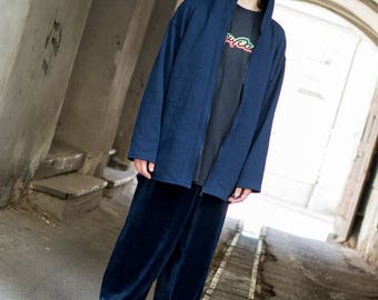 Blue Unisex Zip Long Hoodie Navy Blue Oversize Hoodie Long - Etsy