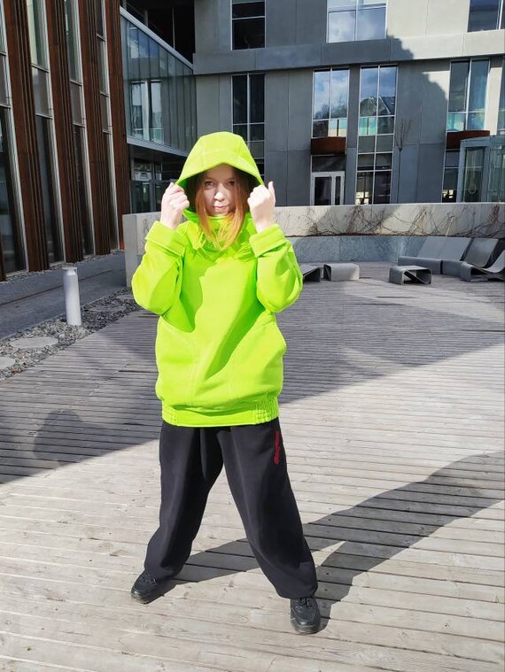 Neon Green Hoodie Oversized Bright 
