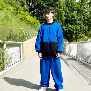 PeuPeu Colorblock Bomber Jacket – Royal Blue & Black