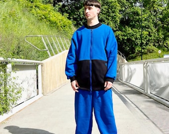 PeuPeu Colorblock Bomber Jacket – Royal Blue & Black