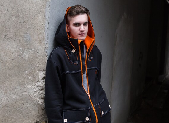 black and orange hoodie