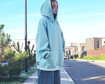 Oversize Unisex Hoodie — One Size Fits Most, Thick Cotton Hoodie, Streetwear Baggy Sweatshirt