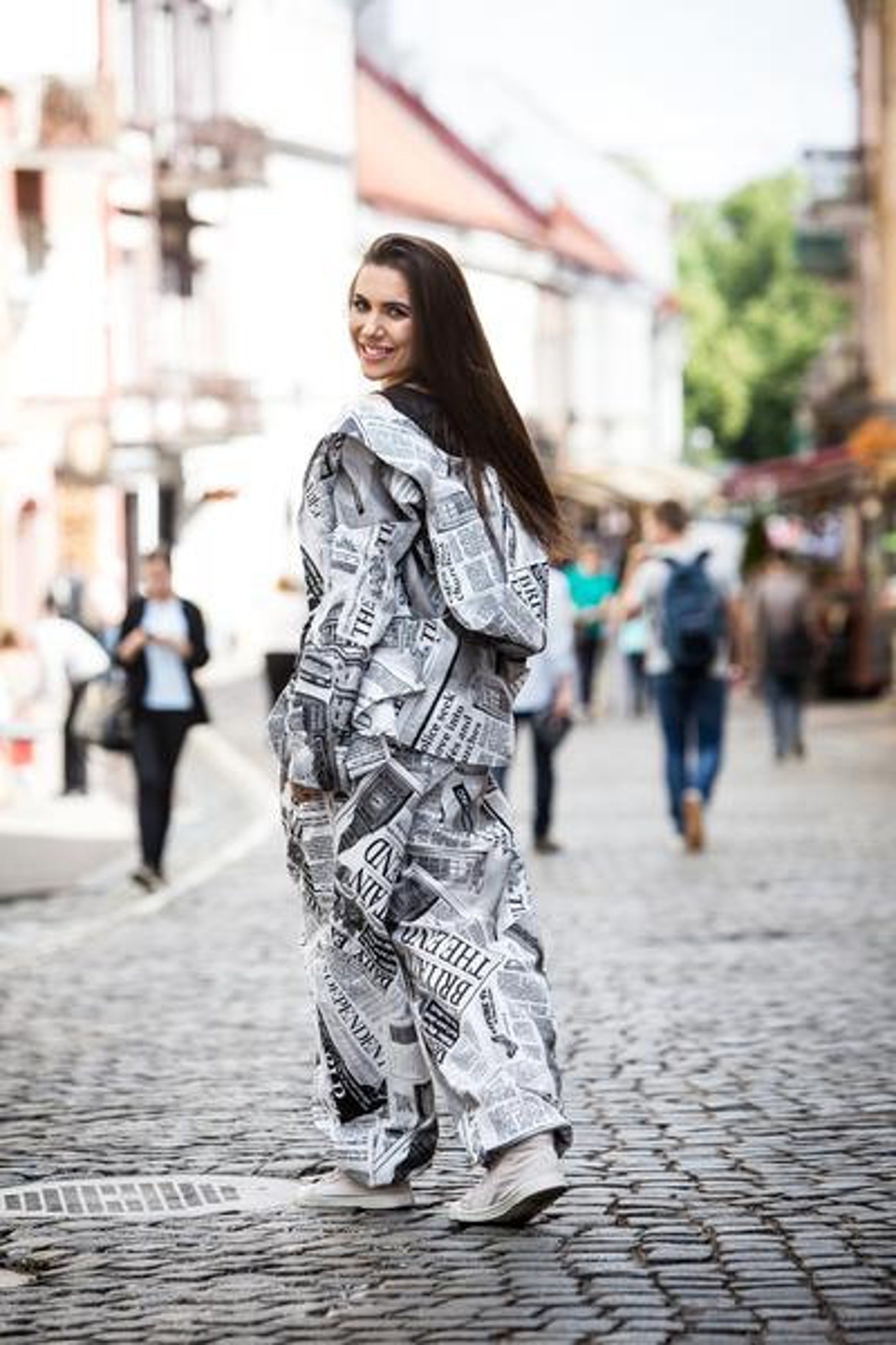 Newspaper Print Jacket for Women Newspaper Oversized Cotton Etsy