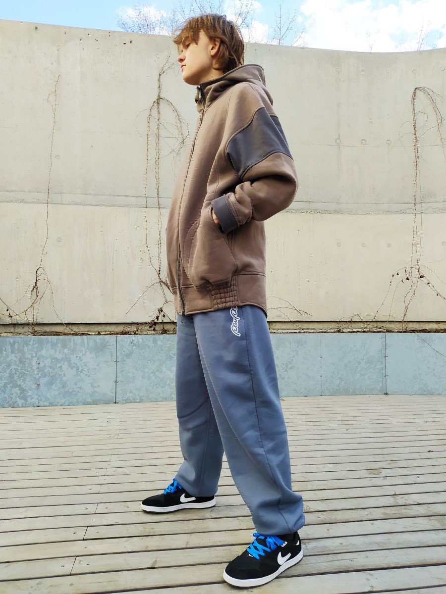 Light Brown and Deep Gray Zip Hoodiebrown Hoodie Women Men - Etsy