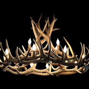 Elk Antler Chandelier | Rustic Lodge Lighting | Real Antler Light Fixture | Cabin Decor