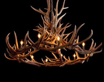 Large Elk Antler Chandelier | 5ft Handcrafted Lodge Lighting | Luxury Room Fixture